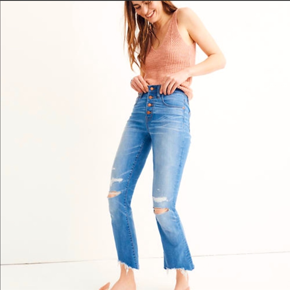 Madewell Cali Demi-Boot Button Fly Chewed-Hem Edition Women's Jeans 29